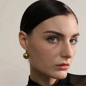 Vintage Gold Ball 18K Gold Stainless Steel Waterproof Large Earrings